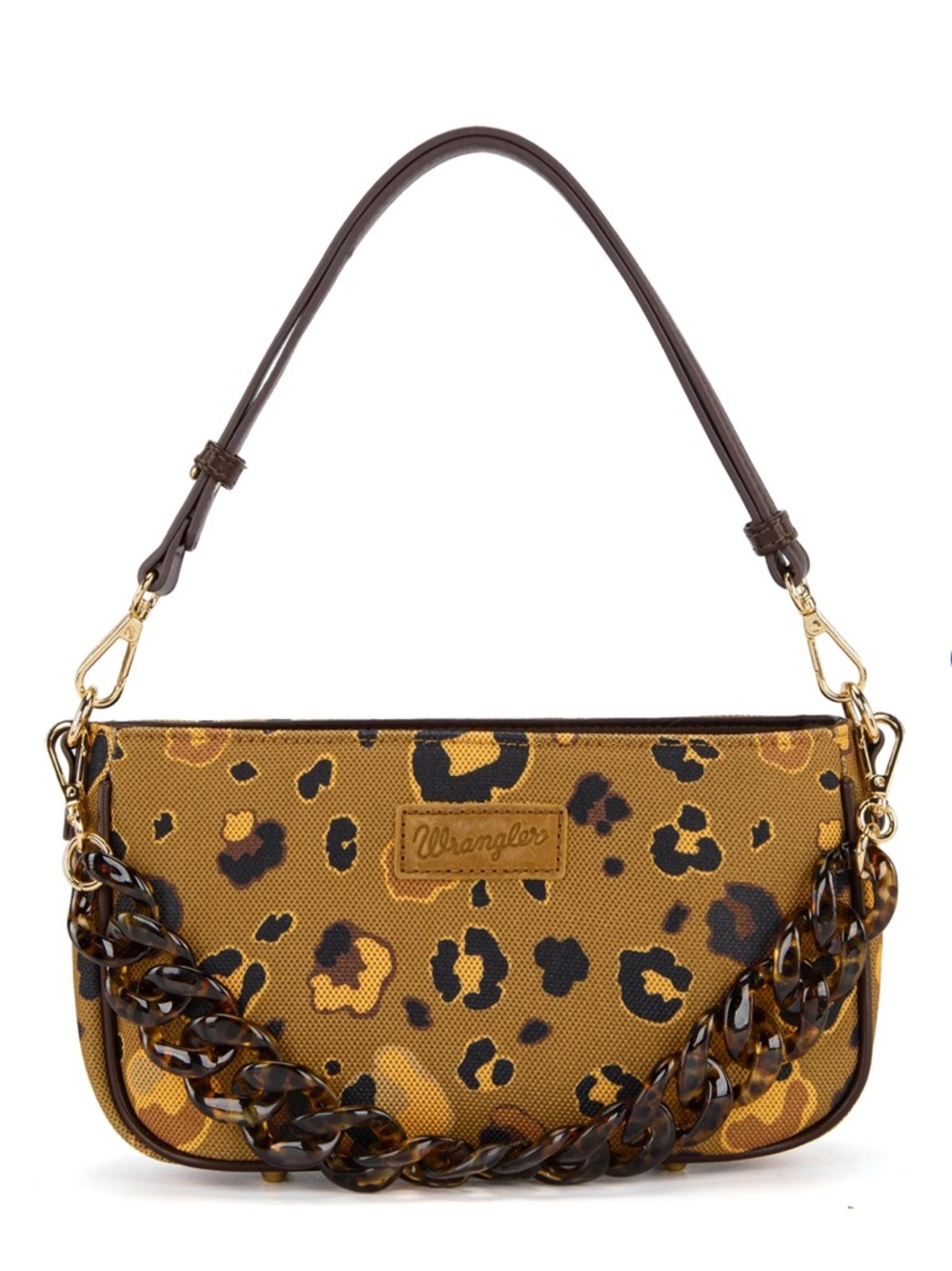 Wrangler Leopard Print Shoulder Bag - Mustard Brown